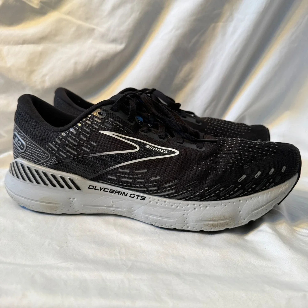 Brooks Glycerin GTS 20 Mens Running Shoes Black White Stability Sneaker 12 D